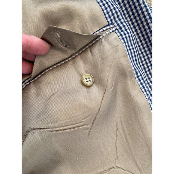 VINTAGE 70'S ORVIS MEN'S BLUE AND WHITE CHECKED BLAZER SPORTS COAT JACKET SZ 44L - Picture 8 of 9